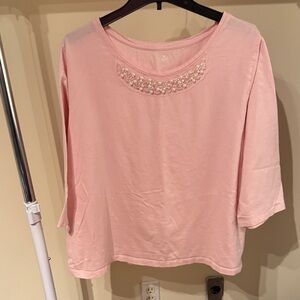 St. John's Bay Pink Long Sleeve Top with Embellishments B1CC